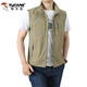Woodpecker vest men's summer multi-pocket middle-aged photography travel mountaineering vest thin fishing large size vest quick-drying jacket 1906 khaki 2XL