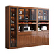 Mu Tisen Chinese solid wood wine cabinet integrated wall display cabinet modern simple living room screen partition cabinet glass door entrance cabinet five-door wine cabinet + single-door side cabinet Default walnut color (remarks for other colors)