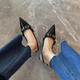 Guiqi Patente de cuero punteado tacones negros para mujeres Sandalias de mochilas de 6 cm Backle Back Back Strap Temperamento del tacón delgado y de patente maduro Negro 37 37