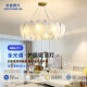 Opuyuanxing French Living Sala Chandelier 2025 Nuevo estilo crema de plumas creativas Lámpara de cristal de la luz del dormitorio principal de la luz de comedor Fuente de luz del espectro completo Fuente de luz RA9740CM1