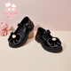 Fuluo Mi Girls' Leather Shoes Spring and Autumn New Rhinestone Bow Black Performance Shoes Soft Sole Princess Shoes Black 35