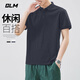 GLM short-sleeved T-shirt men's breathable summer lapel polo shirt quick-drying T-shirt ice silk casual sports top black L