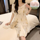 Yuan pekying Nachthemd mit Brustpolster Sommer Frauen 2025 Neues kurzärmeliges Pyjama Frauen-Heimkleidung Langes Prinzessinstil Kleid 9871 Pacha Hund [mit Brustpolster] 2xl 130-150jin [Jin gleich 0,5 kg]