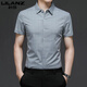 Lilang men's short-sleeved shirt men's summer new pure cotton thin striped middle-aged and young casual plaid free ironing shirt gray 1770 S 165/84A