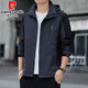 皮尔卡丹（pierre cardin）春季新款工装连帽宽松外套男韩版百搭男青年时尚痞帅休闲百搭夹克 6629黑色 M