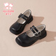 富罗迷女童小皮鞋春秋季新款小女孩公主鞋儿童时尚软底单鞋 黑色 34 