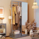 Ningzao Massivholzbügel bodenhaftes Schlafzimmer Haushaltsraum Kapuze Rack Drehende Spiegel integrierter Wohnzimmerbügel mit Spiegel Walnuss Farbe# große Größe: 120 cm*40 cm*170 cm