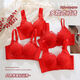 Yalu offizielles authentisches Jahr des Zodiac Bra Set für Frauen rote Unterwäsche Set 2025 Neues Schlangenjahr kleine Brust Geting Top Support S691 Set 75A