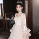 Li Baixin evening dress for women 2025 new style high-end adult ceremony banquet light luxury high-end annual meeting host dress spring champagne color L recommended 105-110Jin Jin equals 0.5 kg