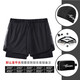 Sanqihu swimming trunks men's anti-embarrassment suit loose fit fitness sports beach large size double-layer quick-drying swimsuit black swimming trunks + swimming cap + swimming goggles + nose clip + earplugs L Recommended 80-100Jin Jin equals 0.5 kg L