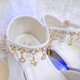 Ye Yu children's high heels student version little girl performance white silver princess shoes girl host with dress crystal shoes white 23 cm inner length 37 size