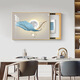 Renjuyi Light Custom Luxury Meder Box Pintura de decoración de la sala de estar de la sala de estar de la sala de estar moderna Pintura colgante sin potencia Cubierta del interruptor principal K12189 60*45 (Bloqueo de 50*35 cm) Marco negro hidráulico