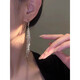 OFK999 Sterling Silver Shiny Long Metal Tassel Exaggerated Earrings Light Luxury Niche Design Temperament Versatile Silver Long Tassel Earrings Pair Old
