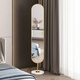 Chuangjiang Miroir de mise au plancher de style nordique pour chambre à coucher étroite côté habillage tridimensionnel miroir de miroir de miroir à corps complet moderne pour fille en plein air (cadre doré + pierre blanche)
