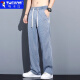 Pantalones de pantalones de pierna anchos de la pierna de la pierna del alambre de hielo holgado de los jeans de los jeans, los pantalones de pierna anchas de la pierna de la pierna del alambre de hielo recto, los hombres casuales de los hombres de la pierna de la pierna de la pierna de la pierna de la pierna.