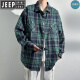 
JEEP SPIRIT Loose and Handsome Long Sleeve Shirt Plaid 2025 Spring and Autumn Men's Student Casual Jacket Retro American Work Shirt K12109 Blue XL