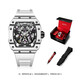Bugatti (BONEST GATTI) watch Valentine's Day birthday gift for boyfriend Germany fully automatic hollow mechanical watch luminous carbon fiber men's watch Carbon fiber BG9906-A2 sports carbon green