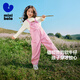 Mini Balabala Loose Denim Overalls for Girls Baby Soft and Sweet Overalls Trousers Autumn New Pink Color 01315 140