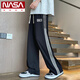 NASA XVVX cool ice silk pants men's summer loose straight striped casual pants for boys teenagers trendy quick-drying sports pants 985 apricot color L about 105-125 Jin [Jin equals 0.5 kg] can be worn