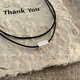 ROSENA SAMMI Sun Qiantong necklace lucky double-layer black leather rope neck strap female choker necklace clavicle chain niche design lucky square collar