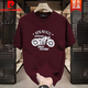 Pierre Cardin Trendy Marke Heavy Cotton Kurzärmelte T-Shirt für Männer im Sommer Retro Motorrad Drucker Schulter Rundem Hals halbärmelig T-Shirt für Männer 683 Black XL (Empfohlen 135-150jin [Jin gleich 0,5 kg]))