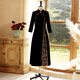 
Slimming mother dressed in gold velvet Odai improved cheongsam 2025 new women's retro long-sleeved daily dress autumn and winter Z1048 burgundy 3XL