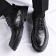 Zapatos de cuero portuleso para hombres de negocios británicos para hombres zapatos informales de negocios bajo zapatos de boda de la suela gruesa baja 9929 Negro 40