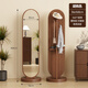 Angel Tree Rotating Dressing Mirror Full-body Flooring Mirror Household Bedroom Removable Vertical Fitting Mirror with Hanging Clothes Rack Integrated [Runtrack] Walnut 36*168 [Rotation + Storage + Hanging Clothes]