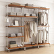 
Nordic iron walk-in clothes rack floor bedroom wardrobe loft metal cloakroom storage rack open wardrobe combination 7170*50*220cm high
