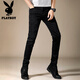 
Playboy (PLAYBOY) jeans men slim spring and summer men Korean version solid color small foot casual pants men black 31