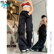 
Cotton pants for women in spring and autumn 2024 new loose women's wardrobe pants high waist student fashion sports and casual women's work pants 687 black L 110-125Jin [Jin equals 0.5 kg]