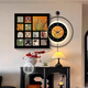 Middle style Bailian Restaurant Decorative Painting LED Lights with Clocks and Watches Mural Retro Dinner Table Background Wall Painting K12806+PB57 e50*50cm Painting +50*50cm Wall Clock with Pendulum [