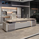 Zhongsheng Office Furniture Desk Boss Desk Modern Simple High-end Chairman and President Desk Executive Desk Office Furniture Matching Tables and Chairs 3.2 Meter Boss Desk Includes Light-Socket Box