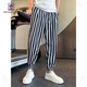 Pantalones casuales de aemape para pantalones de seda de hielo de rayas delgadas para hombres para pantalones de harén sueltos de verano para pantalones de hombres nuevos pantalones recortados estilo principal de imagen principal en forma suelta 120 Jin [Jin iguala 0.5 kg] m