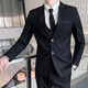 ROMON Men's Suit Suit Business Casual Slim Suit Commuting Professional Formal Wear New Groomsman Wedding Dress Jacket Men Black Double Button Suit+Trousers+Shirt 3XL 150-165Jin Jin is equal to 0.5 kg +8 gifts