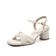 
Belle-tread sandals for women wearing 2025 summer new soft sole mid-heel French temperament with skirt thick heels one-strip high heels Y683 light yellow [geometric diamond mid-heel] heel 34