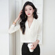 Troman white professional shirt women's long-sleeved V-neck temperament casual no-iron spring and autumn inner top slimming chiffon shirt
