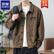 罗蒙（ROMON）外套男款春秋季2025新款衬衫翻领秋装男士工装夹克初秋褂子上衣服 【升级版】K12806黑色 2XL 【建议140-160斤】