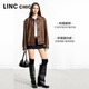 La nueva chaqueta corta de cuero de proteína Pilot's Pilot de Jin Yujie para la chaqueta suelta de la solapa corta de la mujer S251JK033Y