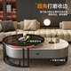 Top ax slate coffee table living room home modern light luxury simple 2025 new oval tea table tea table small apartment coffee table black frame gray cabinet 100 snow mountain white + 70 snow mountain white