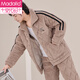 Pajama nuevo modal para hombres Velvet Coral Algodón de tres capas Autumn e invierno El traje de peluche para hombres puede usar ropa para el hogar 6627 Traje de color marrón L (170)