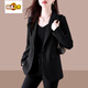 Chujing Professional Suit Jacket Women's 2025 Spring and Autumn New Casual Small Slit Black Suit Top Women Black M (Recommended 100 Jin Jin is equal to within 0.5 kg)