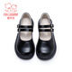 富罗迷女童小皮鞋春秋季新款小女孩公主鞋儿童时尚软底单鞋 黑色 34 