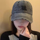 Junyao Hat Women's and Men's Baseball Cap Big Head Cap Women's Fashion Simple Casual Face Showing Small Four Seasons Women's Hat Broken KO Letter Baseball Cap Black Gray