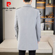 Pierre Cardin mid-length windbreaker for men 2026 spring and autumn Korean version slim trendy lapel thin coat youth handsome autumn wear black XL