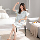 Victorias neuer Seidennacht des Stils für Frauen Frühling und Sommer dünne kurzärmelige, einfache Pyjama für Frauen im Sommer Home Clothes 1105 Weißer Hintergrund Blume V-Line Rock M 160