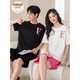 
AIFANGNIAO Couple Pajamas Summer Pure Cotton Short Sleeve Shorts Set with Chest Paddle Cute Cartoon Thin Casual Home Suit GEY687 Fox and Rabbit M Women's Style [80100Jin [Jin equals 0.5 kg]] (with Chest Pad)