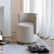 Tizian Hauptschlafzimmer Make-up-Stuhl für Mädchen Schlafzimmer Leichte luxuriöse luxuriöse Make-up-Hocker Rotatierbarer Dressing Hocker Backhalde Schminktisch Stuhl [rotierender Stil] Off-weiße Ballettstuhl-Lederoberfläche