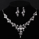 Fujiu 2024 new high-end atmospheric bridal set chain water drop rhinestone necklace earrings wedding dress necklace wedding necklace Korean style F necklace + earring needle style (with pierced ears)