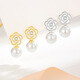 Wanlifu S925 silver French camellia earrings for women retro flower pearl earrings niche design earrings new style EY653 gold (with plastic ear plugs) 925 silver